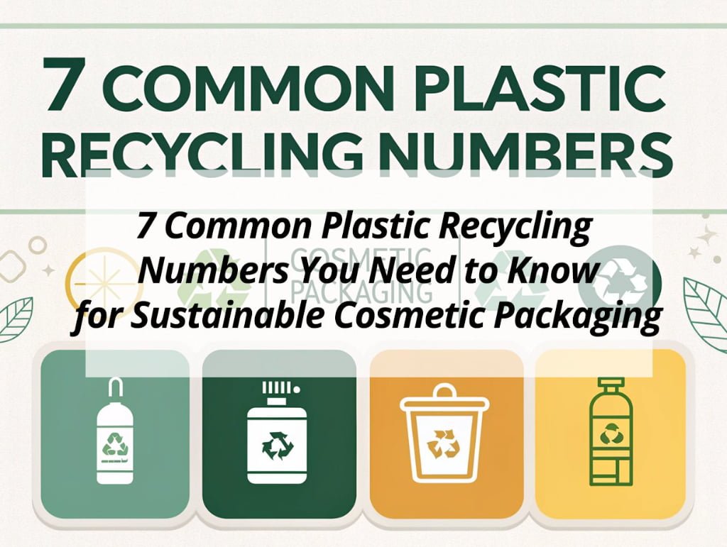 ![Plastic recycling numbers guide](https://jccosmopack.com/wp-content/uploads/2025/09/7-Common-Plastic-Recycling-Numbers-You-Need-to-Know-for-Sustainable-Cosmetic-Packaging.jpg "Plastic Recycling Numbers")