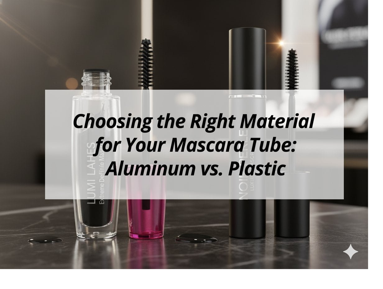 ![Comparison of aluminum and plastic for mascara tubes](https://jccosmopack.com/wp-content/uploads/2025/11/Choosing-the-Right-Material-for-Your-Mascara-Tube-Aluminum-vs.-Plastic.jpg "Mascara Tube Materials")
