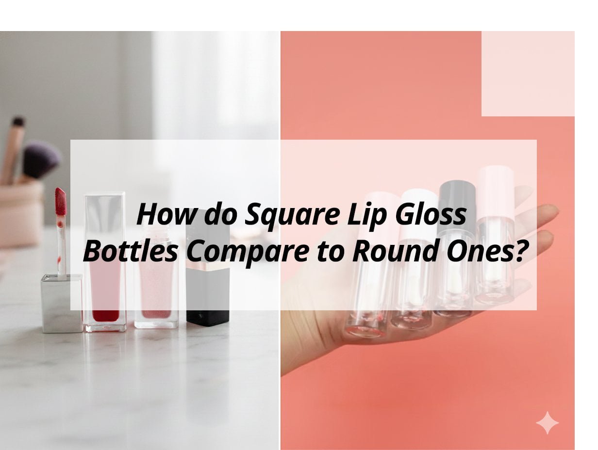 ![Comparison of square and round lip gloss bottles](https://jccosmopack.com/wp-content/uploads/2025/11/How-do-Square-Lip-Gloss-Bottles-Compare-to-Round-Ones.jpg "Lip Gloss Bottle Shapes")