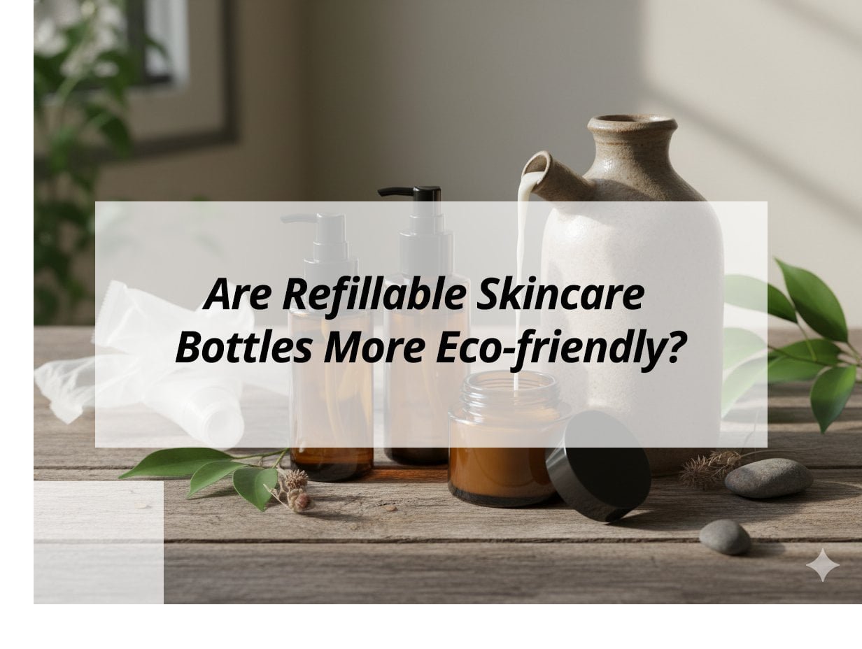 ![Eco-friendliness of refillable skincare bottles](https://jccosmopack.com/wp-content/uploads/2025/12/Are-Refillable-Skincare-Bottles-More-Eco-friendly.jpg "Refillable Skincare Bottles")