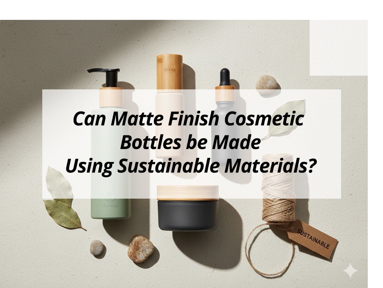 ![Matte finish bottles with sustainable materials](https://jccosmopack.com/wp-content/uploads/2025/12/Can-Matte-Finish-Cosmetic-Bottles-be-Made-Using-Sustainable-Materials.jpg "Sustainable Matte Bottles")
