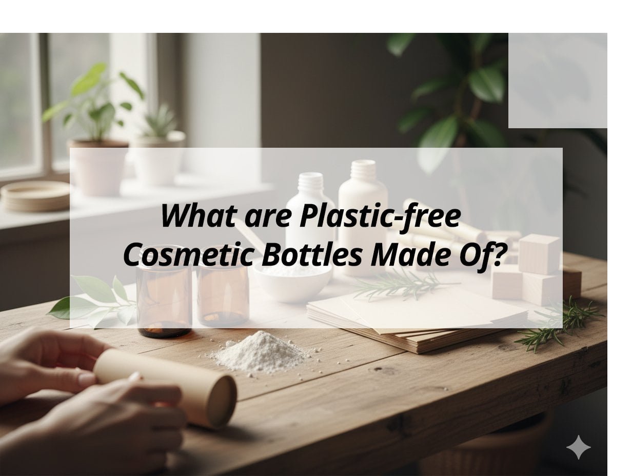 ![Materials for plastic-free cosmetic bottles](https://jccosmopack.com/wp-content/uploads/2025/12/What-are-Plastic-free-Cosmetic-Bottles-Made-Of.jpg "Plastic-free Bottles")