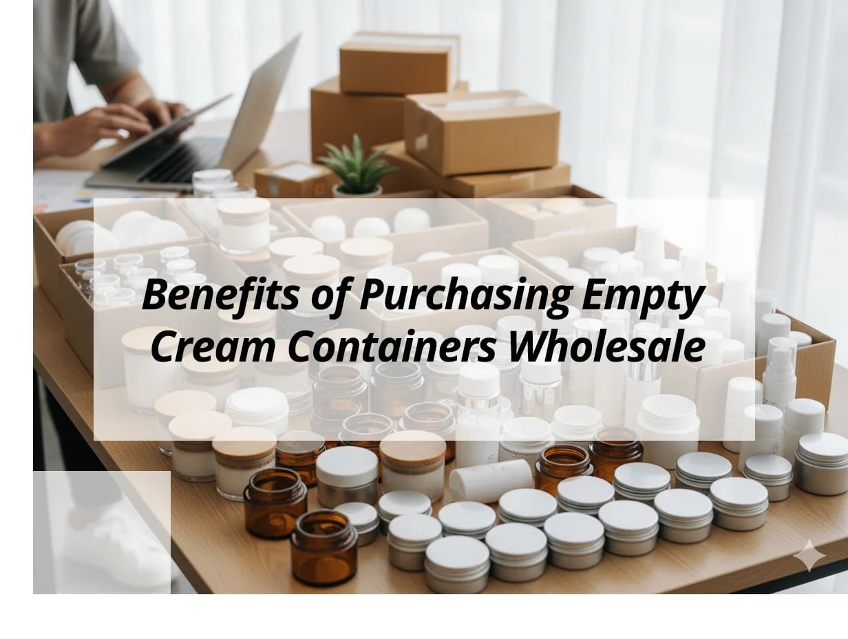 ![Benefits of buying cream containers wholesale](https://jccosmopack.com/wp-content/uploads/2026/01/Benefits-of-Purchasing-Empty-Cream-Containers-Wholesale.jpg "Empty Cream Containers Benefits")