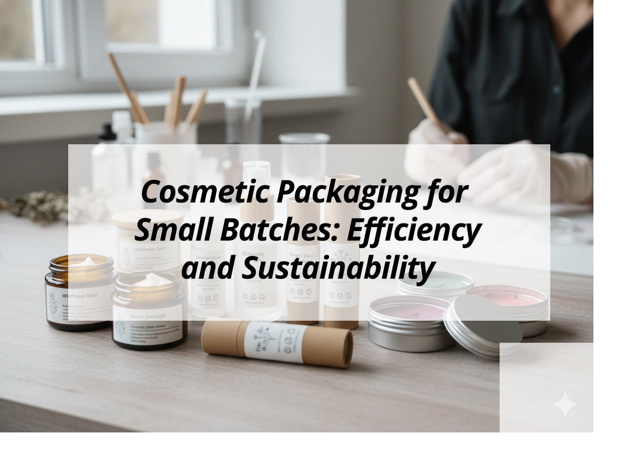 ![Efficient and sustainable packaging for small batches](https://jccosmopack.com/wp-content/uploads/2026/01/Cosmetic-Packaging-for-Small-Batches-Efficiency-and-Sustainability.jpg "Small Batch Packaging")