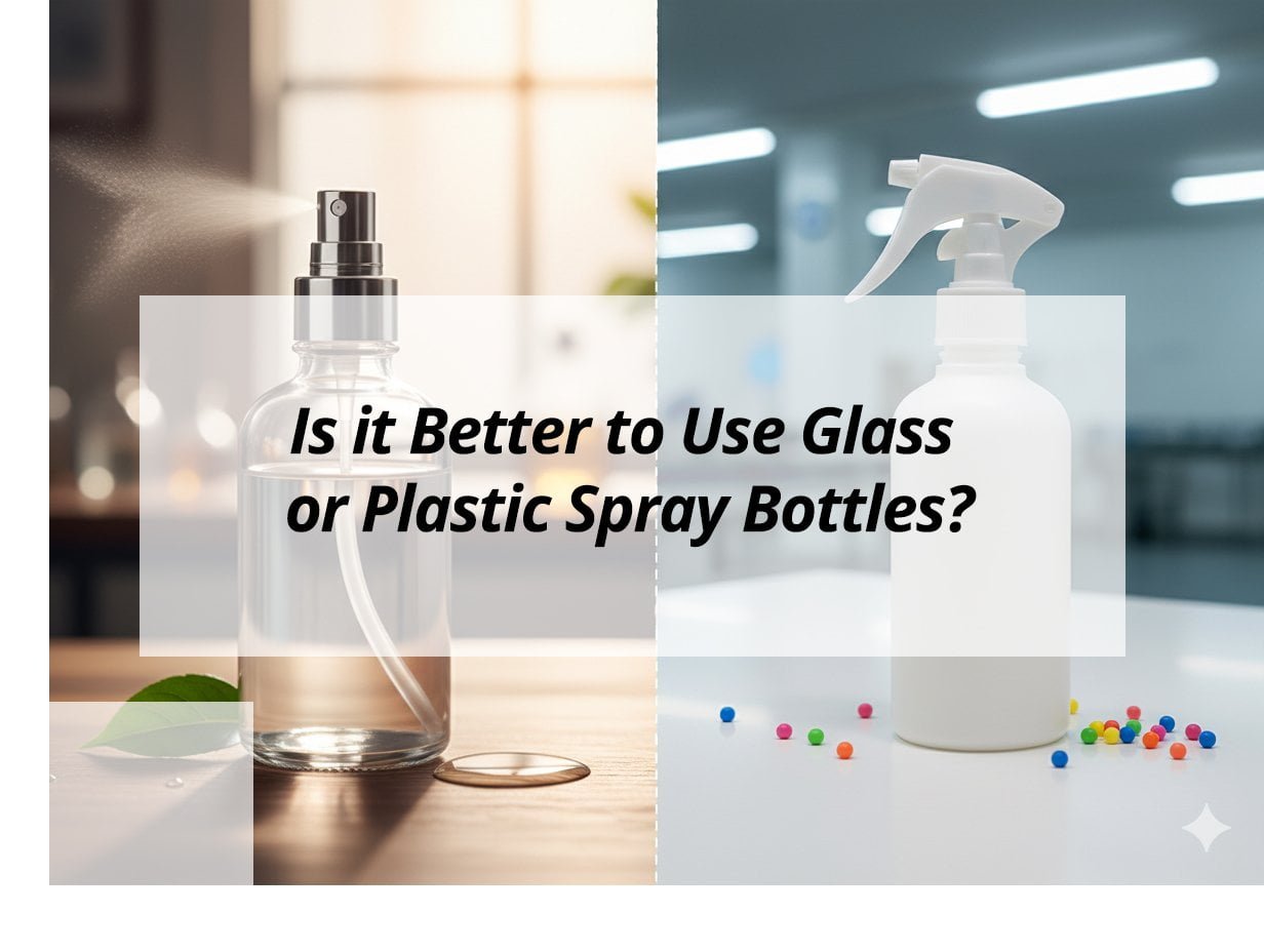 ![Comparison of glass and plastic spray bottles](https://jccosmopack.com/wp-content/uploads/2026/01/Is-it-Better-to-Use-Glass-or-Plastic-Spray-Bottles.jpg "Glass vs Plastic Bottles")
