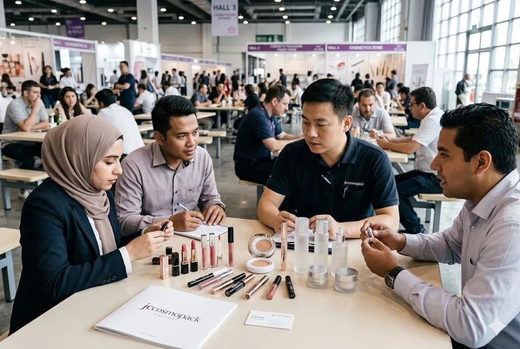 Customer having lunch in factory cafeteria