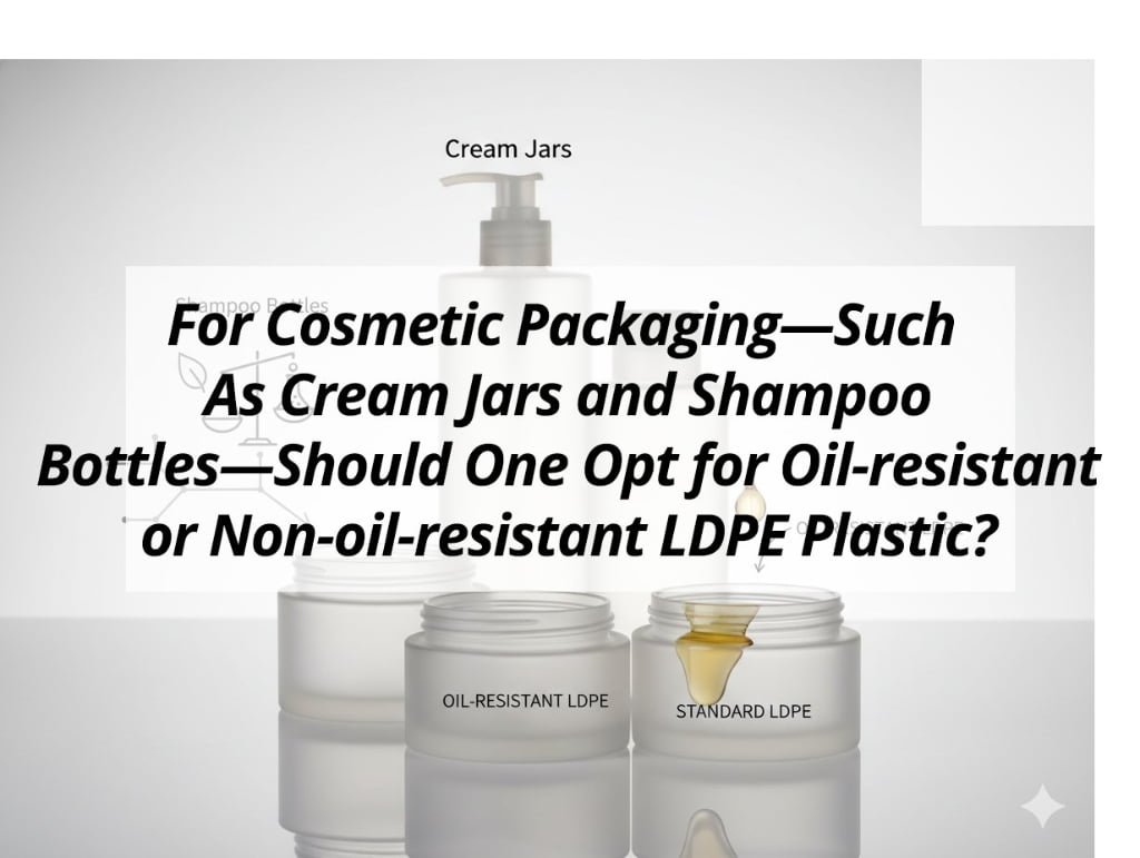 ![Choosing oil-resistant LDPE for cream jars and shampoo bottles](https://jccosmopack.com/wp-content/uploads/2026/03/For-Cosmetic-Packaging-Such-As-Cream-Jars-and-Shampoo-Bottles-Should-One-Opt-for-Oil-resistant-or-Non-oil-resistant-LDPE-Plastic.jpg "Oil-resistant LDPE Choice")