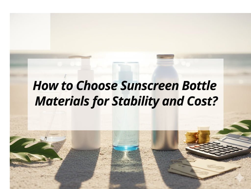 ![Sunscreen bottle materials guide for stability and cost](https://jccosmopack.com/wp-content/uploads/2026/04/How-to-Choose-Sunscreen-Bottle-Materials-for-Stability-and-Cost.jpg "Sunscreen Bottle Material Guide")