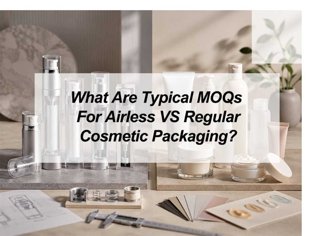 ![Typical MOQs compared for airless and regular cosmetic packaging](https://jccosmopack.com/wp-content/uploads/2026/06/What-are-typical-MOQs-for-airless-vs-regular-cosmetic-packaging.jpg "Packaging MOQ Comparison")