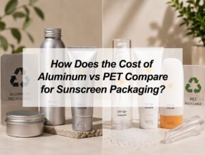 ![Aluminum and PET sunscreen packaging cost comparison for beauty brands](https://jccosmopack.com/wp-content/uploads/2026/07/How-Does-the-Cost-of-Aluminum-vs-PET-Compare-for-Sunscreen-Packaging.jpg "Aluminum PET Costs")