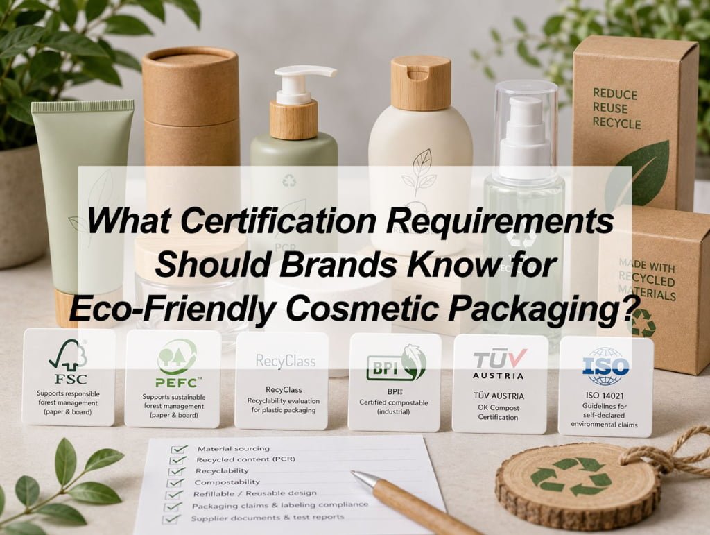 ![Eco friendly cosmetic packaging certifications brands should know for sustainable compliance](https://jccosmopack.com/wp-content/uploads/2026/07/What-Certification-Requirements-Should-Brands-Know-for-Eco-Friendly-Cosmetic-Packaging.jpg "Eco Packaging Certifications")
